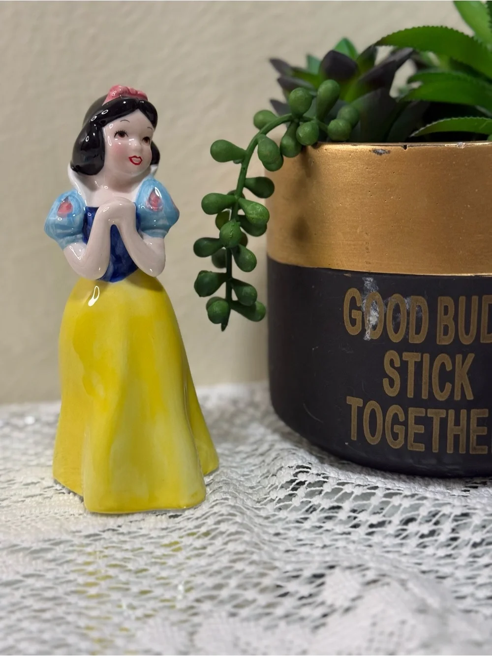 Yellow Princess Figurine Ceramic Home Party Decor